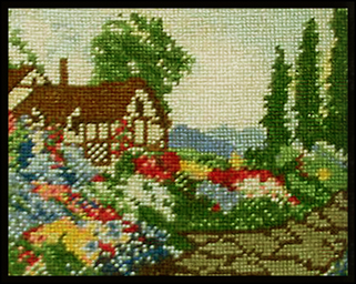 miniature petitpoint cottage